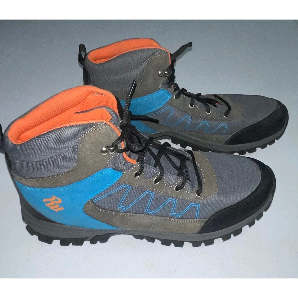 Rocawear Hector Mens Hiking Boots Grey Blue Orange Size 13 Mid Top Rugged Sole